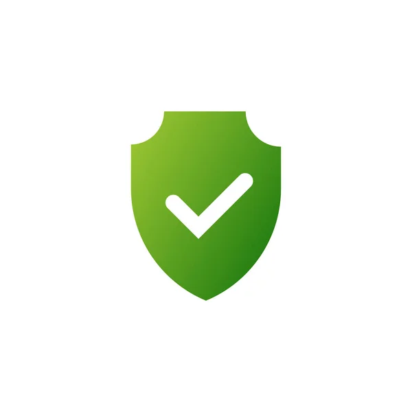 チェックマークのアイコンを持つ緑のシールド ウェブセキュリティのシンボルとウイルスやハッキングに対する保護必須ユーザーチェックとベクトルファイアウォール — ストックベクタ