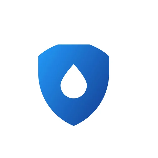 Escudo Azul Con Icono Gota Resistente Humedad Agua Con Sistema — Vector de stock