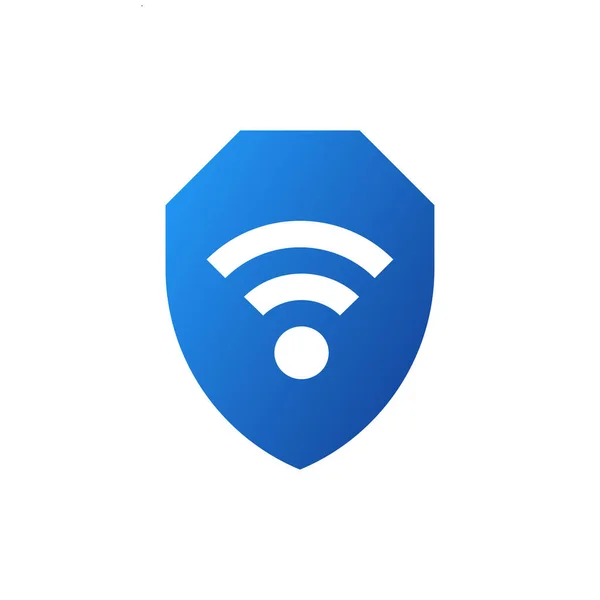 Modrý Štít Ikonou Wifi Signálu Bezpečnost Heslo Pro Distribuci Bezdrátového — Stockový vektor