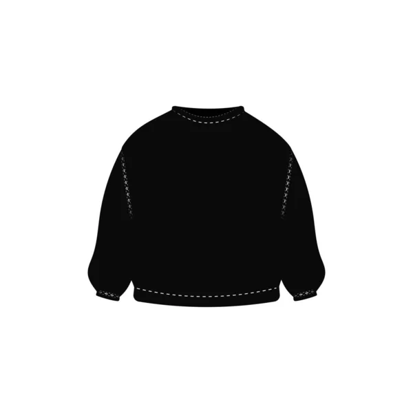 Czarny Sweter Szablonem Makiety Widoku Tyłu Tradycyjny Jednopłciowy Sweter Codziennego — Wektor stockowy