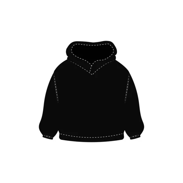 Sweat Shirt Noir Avec Bordure Devant Modèle Maquette Arrière Pull — Image vectorielle
