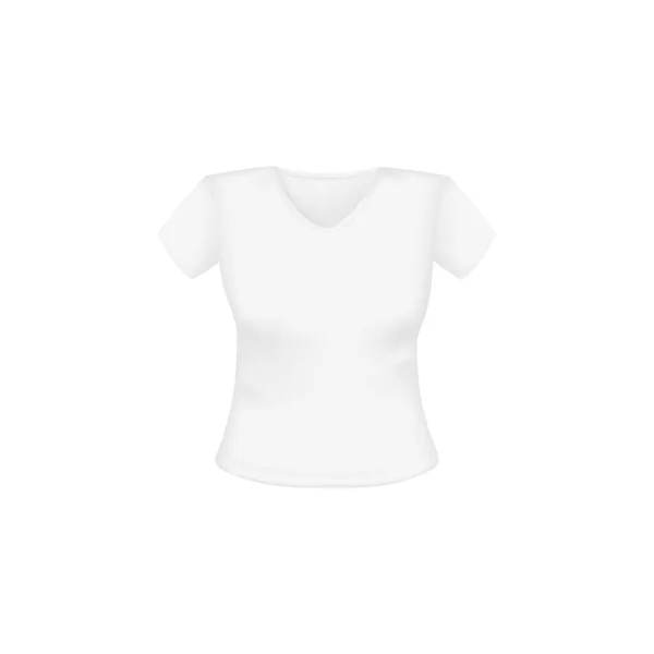 Womens白色T恤回视模型模板 带质量设计和矢量棉的日常服装和运动用空白夹克 — 图库矢量图片