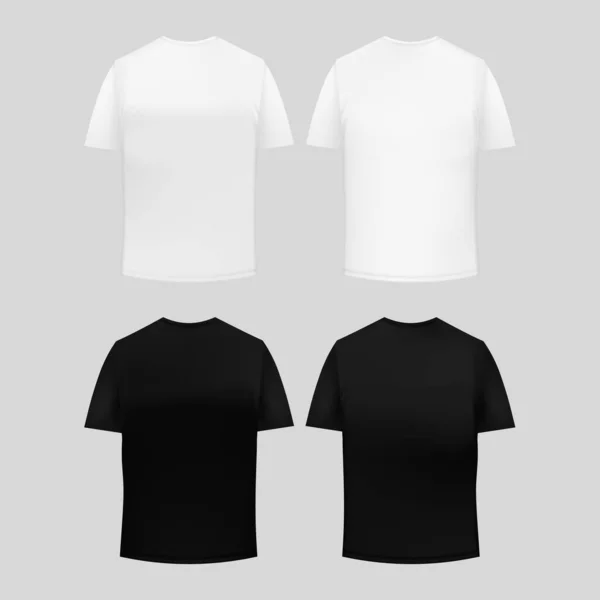 Modelo Mockup Camiseta Branca Preta Roupas Unissex Para Trás Vista —  Vetores de Stock