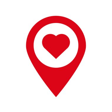 Kalp vektör haritası iğne işareti konum sembolü