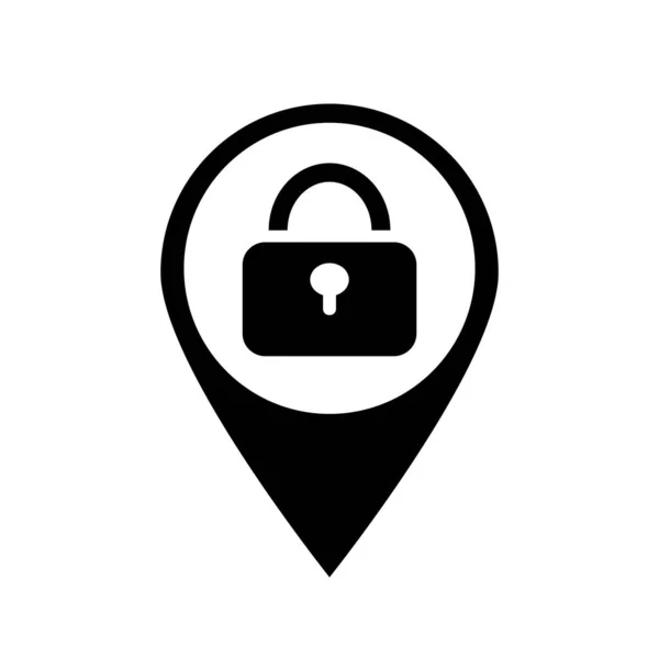 Carte Pin Lock Fermé Icône Vectorielle Noire — Image vectorielle