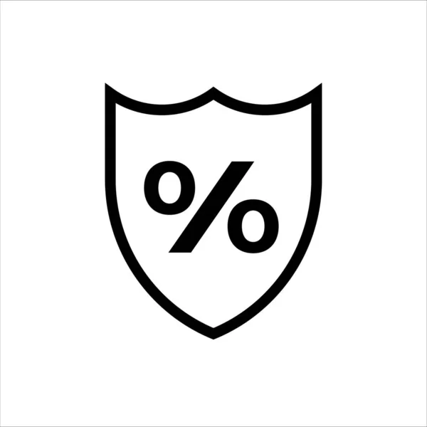 Pourcentage Icône Shiled Symbole Vectoriel Assurance Dépôts — Image vectorielle