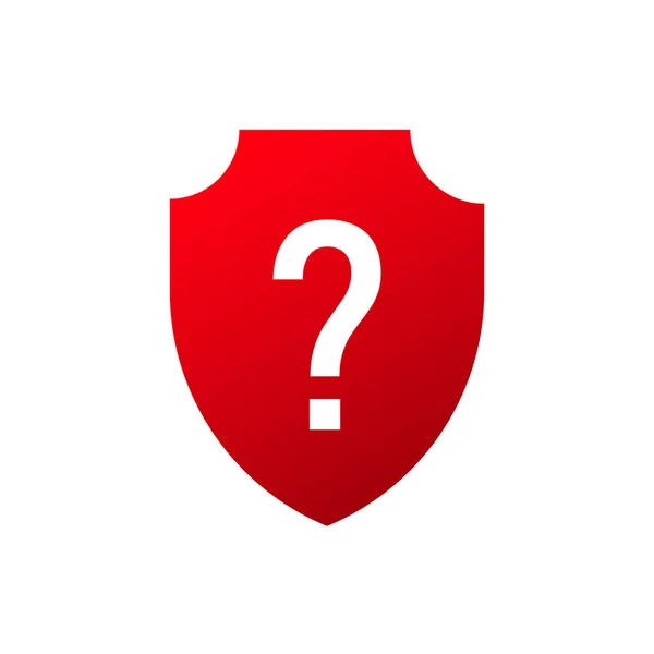 Escudo Signo Interrogación Icono Icono Faq Protección Roja — Vector de stock