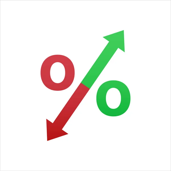 Procent Rynku Symboli Wzrost Spadek Ikony Symbol Stawki Podatkowej — Wektor stockowy