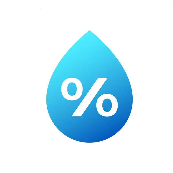 Vochtig Pictogram Blauw Water Druppel Symbool Met Percentage — Stockvector