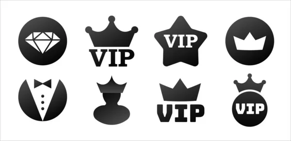 Aufkleber Mit Vip Symbolen Luxus Krone Premium Zertifikat Für Einladung — Stockvektor