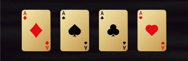 Aslı Altın Kumar Kartları Pokerde Kumar Şansı Kumarhanede Bahis Vektörleriyle — Stok Vektör