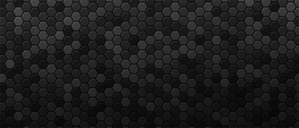 ダークヘキサゴン金属背景抽象的なベクトルブラック壁紙 — ストックベクタ