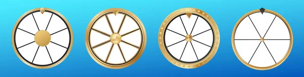 Fortune Wheel Gold Template White Empty Segments Vector Realistic Illustration — Stock Vector