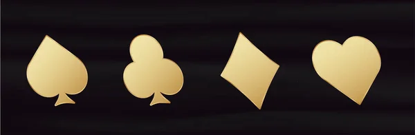 Altın Kart Takımları Pokerde Kumar Şansının Sarı Gradyan Sembolü Kumarhanede — Stok Vektör