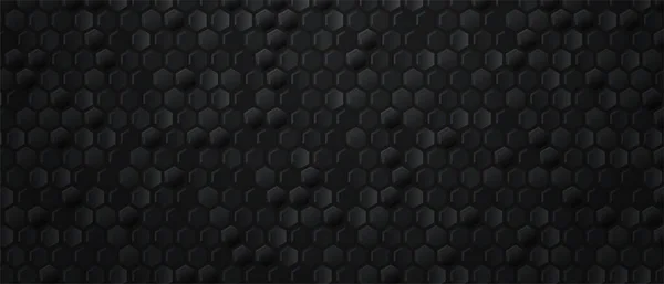 深色六边形金属背景抽象矢量黑色墙纸 — 图库矢量图片