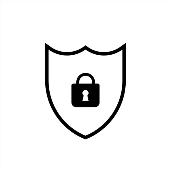 Bouclier Noir Avec Serrure Sécurité Confidentialité Des Données Avec Accès — Image vectorielle