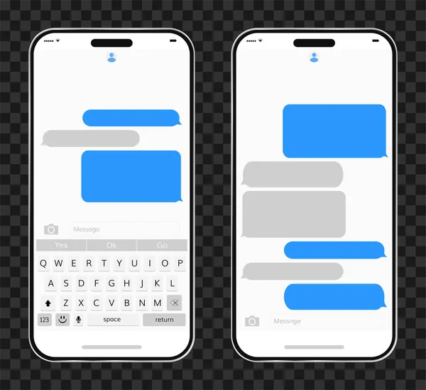 Cep Telefonu Sohbet Tasarım Şablonu Vektörü Akıllı Telefon Mesajlaştırıcı Uygulama — Stok Vektör