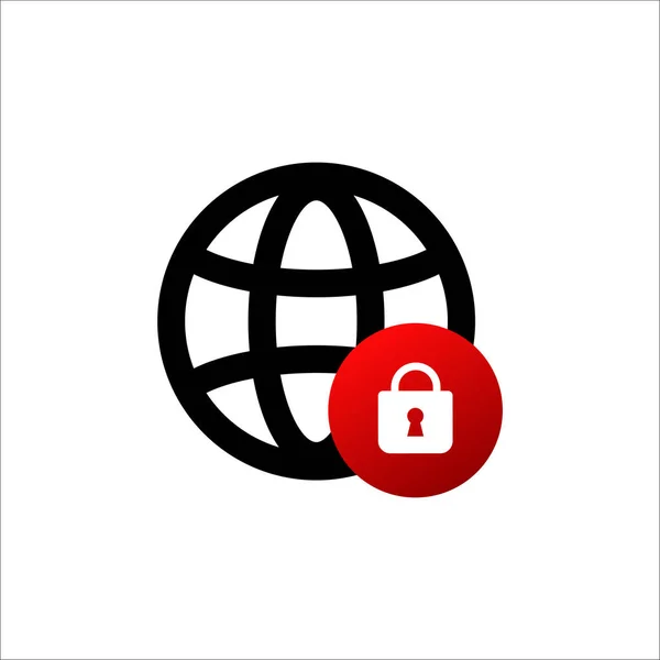 Planeta Digital Con Candado Rojo Información Web Tecnología Protección Global — Vector de stock