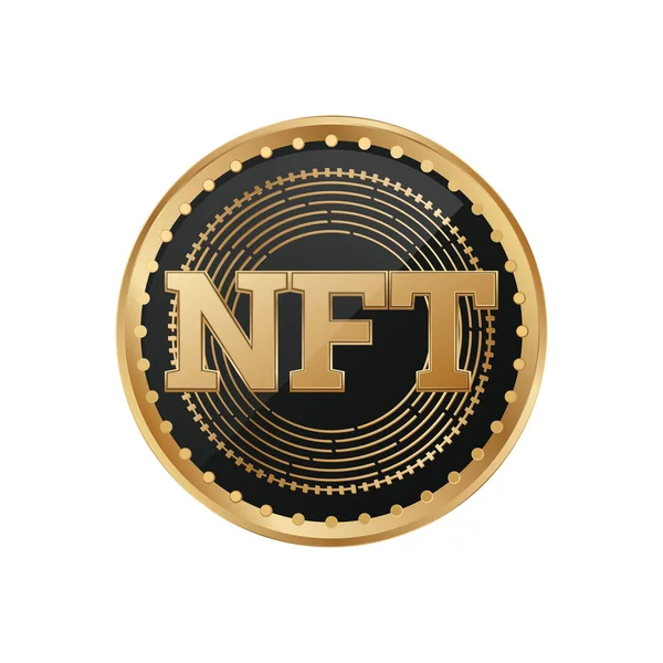 stock vector Nft golden token . non fungible token digital currency coin vector