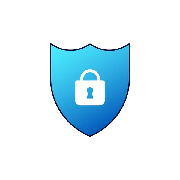 ロック付きブルーシールド Webアクセスとファイアウォールハッキングによるデータセキュリティとプライバシーベクトル情報を持つサイトの保護 — ストックベクタ