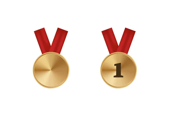 Medalla Oro Vector Icono Ganador Recompensa — Vector de stock