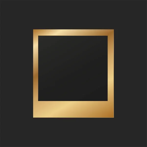 Fotorámeček Zlatého Přechodu Černé Prázdné Čtverce Pro Obrázky Obrazy Realistickým — Stockový vektor