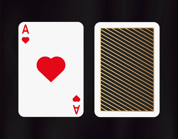 Cartão Aberto Dois Com Corações Símbolo Vermelho Sorte Jogo Poker — Vetor de Stock