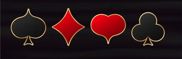 Symbol Karty Sedí Hra Srdce Červené Štěstí Pokeru Černé Rýče — Stockový vektor