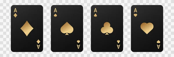 Fatos Dourados Cartas Deck Preto Para Poker Jogo Sucesso Casino — Vetor de Stock