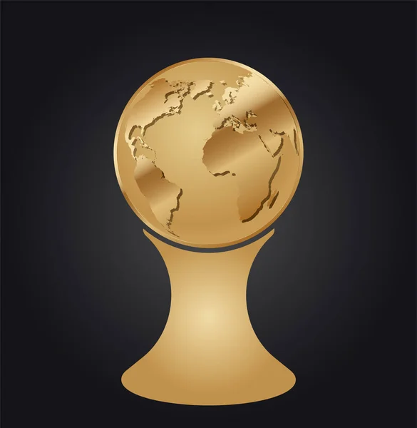 Globo Mundo Dourado Troféu Mapa Mundo Dourado Europa África América — Vetor de Stock