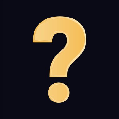 Altın soru işareti vektör simgesi. Altın faq işareti