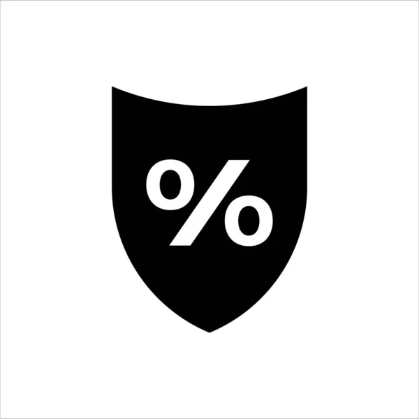 Symbole Vectoriel Assurance Dépôts Pourcentage Silhouette Icône Shiled — Image vectorielle
