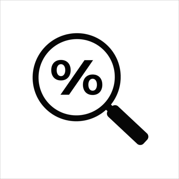 Pourcentage Recherche Loupe Icône Verre Rechercher Des Investissements — Image vectorielle