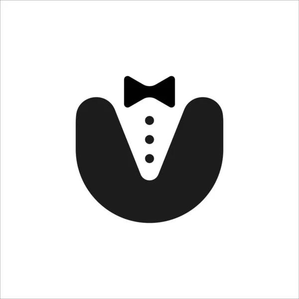 Tuxedo Símbolo Com Laço Estilo Vip Preto Para Cavalheiro Empresário — Vetor de Stock