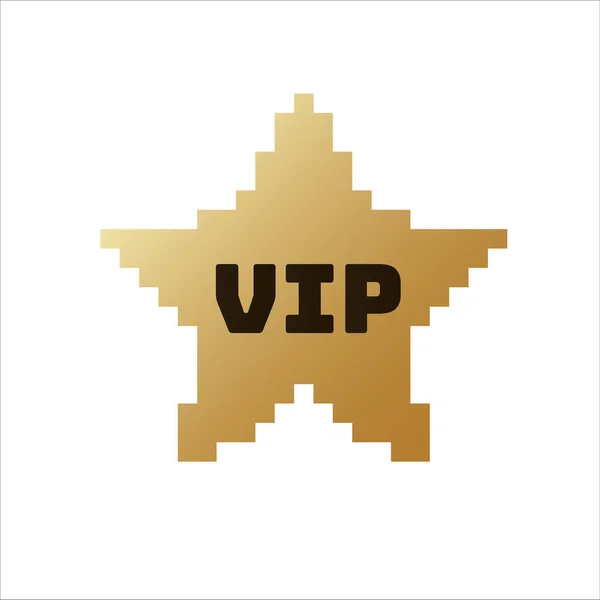 Goldener Pixelstern Mit Der Aufschrift Vip Verpixeltes Premium Label Für — Stockvektor