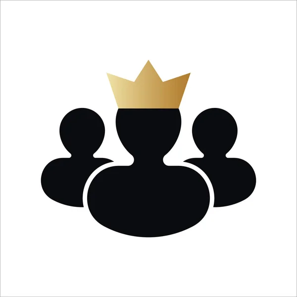Mann Mit Goldener Krone Leader Symbol Und Königlicher Vip Stil — Stockvektor