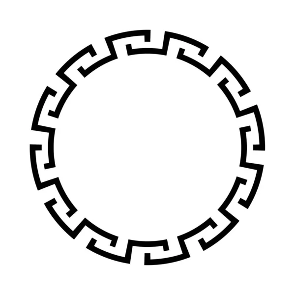 Cadre Cercle Grec Bordure Vectorielle Méandre Ornement Rond Design — Image vectorielle