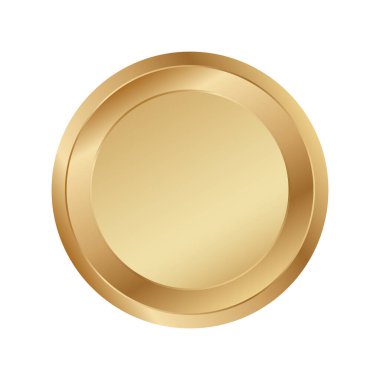 Golden circle ring vector. Realistic gold round disk clipart