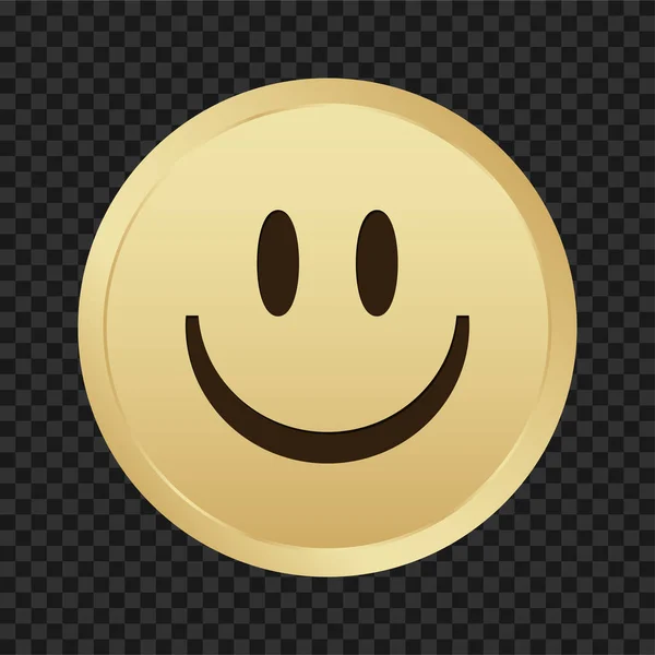 Złota Moneta Emoji Szczęśliwy Wektor Twarzy Retro 80S Emoli Ikona — Wektor stockowy
