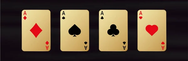 Aslı Altın Kumar Kartları Pokerde Kumar Şansı Kumarhanede Bahis Vektörleriyle — Stok Vektör