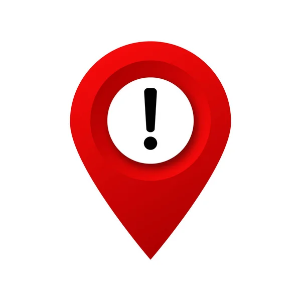 Map Pin Icon Exclamation Mark Warning Notification — Stock Vector