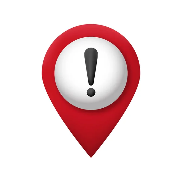 Map Pin Icon Exclamation Mark Warning Notification — Stock Vector