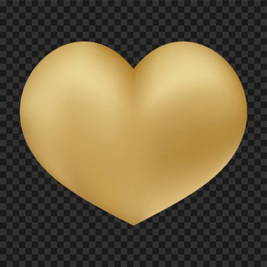 Altın kalp vektörü lüks altın 3d görüntü beyaz üzerinde izole