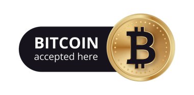 Bitcoin cüzdan ödemesi vektör illüstrasyonunu kabul et. Dijital para birimi ödemesi