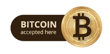 Bitcoin cüzdan ödemesi vektör illüstrasyonunu kabul et. Dijital para birimi ödemesi
