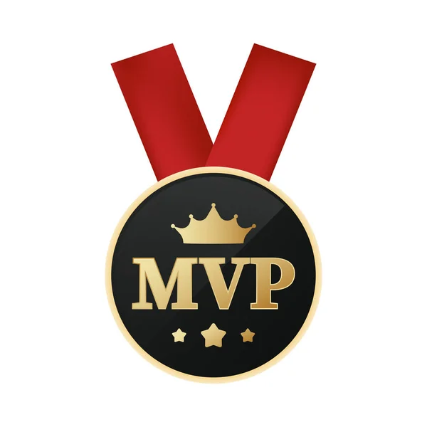 Mvp Pemain Yang Paling Berharga Medali Vektor - Stok Vektor