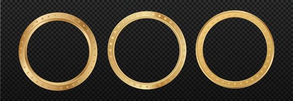 Illustrazione Vettoriale Anello Oro Cornice Cerchio Oro Premium Set Cornice — Vettoriale Stock