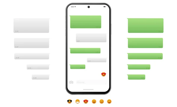 Telefono Cellulare Chat Modello Progettazione Vettoriale Interfaccia App Messaggistica Smartphone — Vettoriale Stock