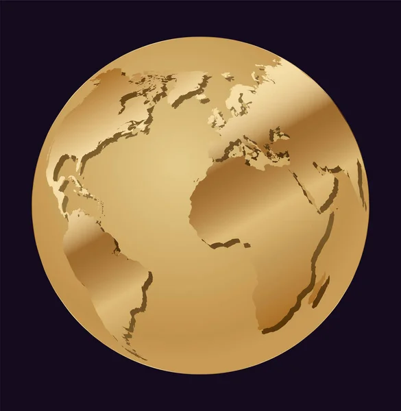 stock vector Golden world globe europe, africa and america Gold world map