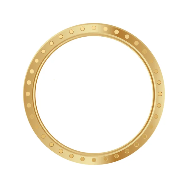 Gold Circle Frame Golden Ring Vector Isolated White — Stock Vector